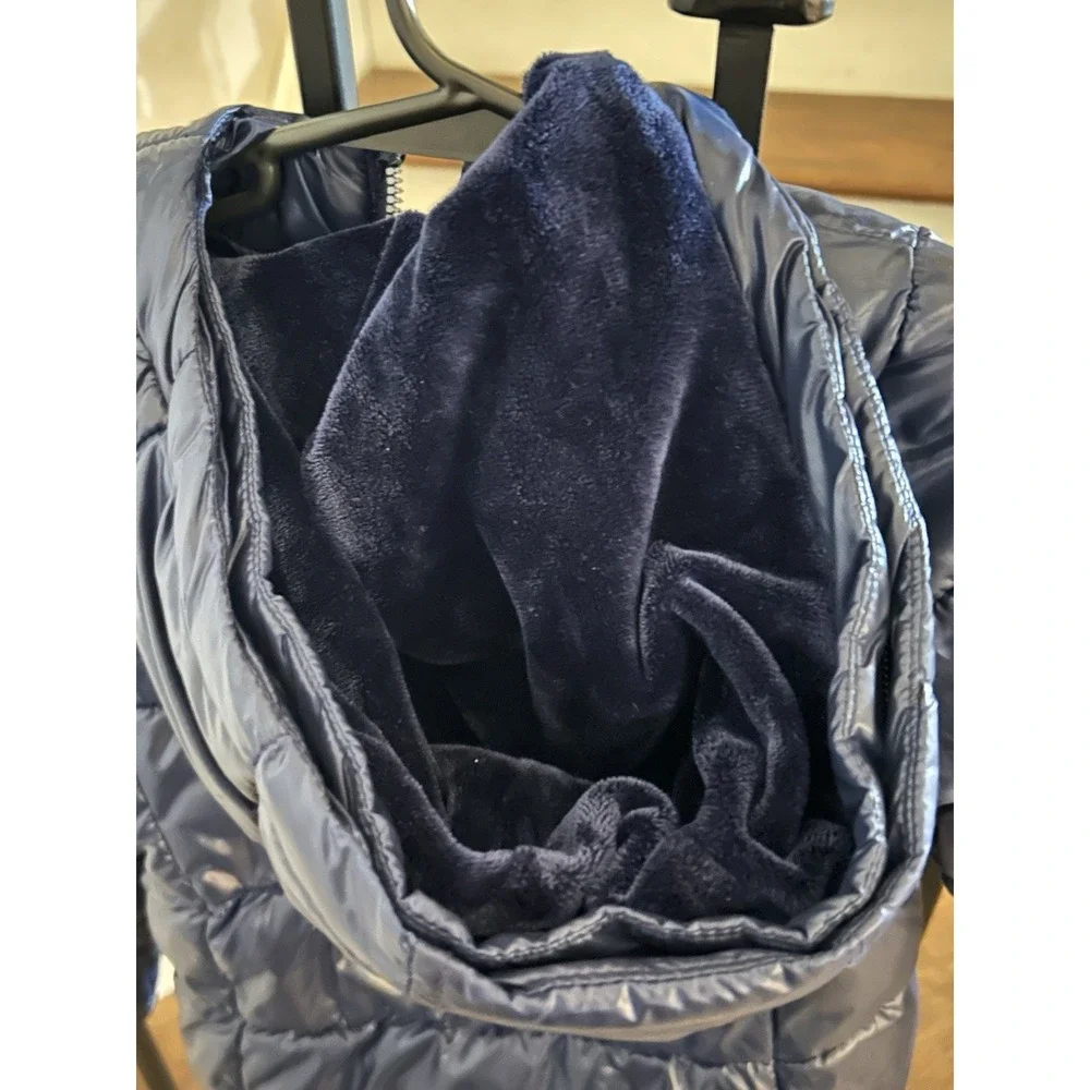 Toddler Kids Size 3T High Shine Puffer Coat Jacket Hood Navy Blue